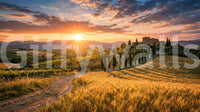 Soft sunset glow highlights Tuscan Golden Hour wall mural, GD9221