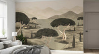 Calm water runs through Tuscan Hillside Vista countryside artwork, GD8965