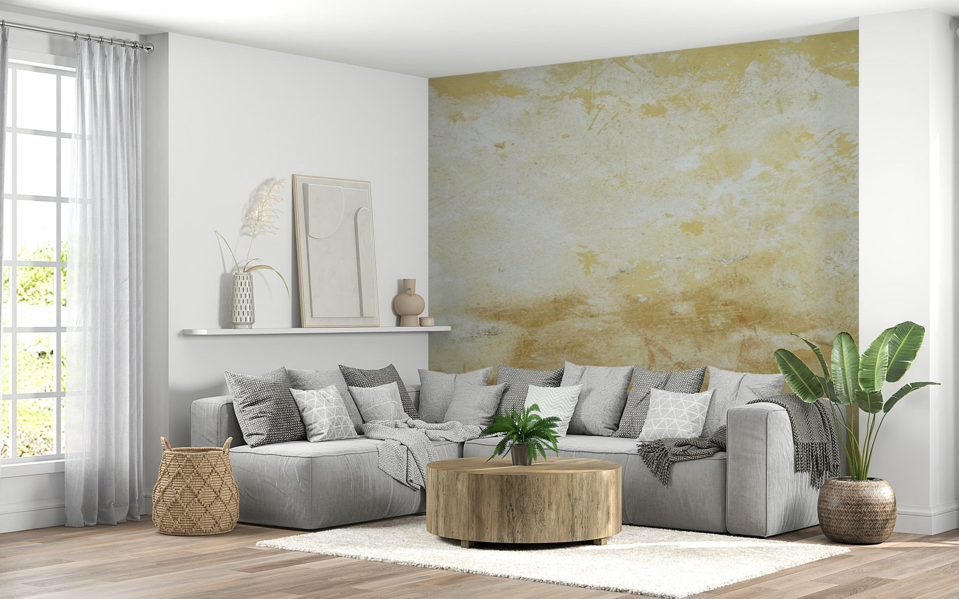 Weathered ochre tones Tuscan Texture peel and stick wallpaper.