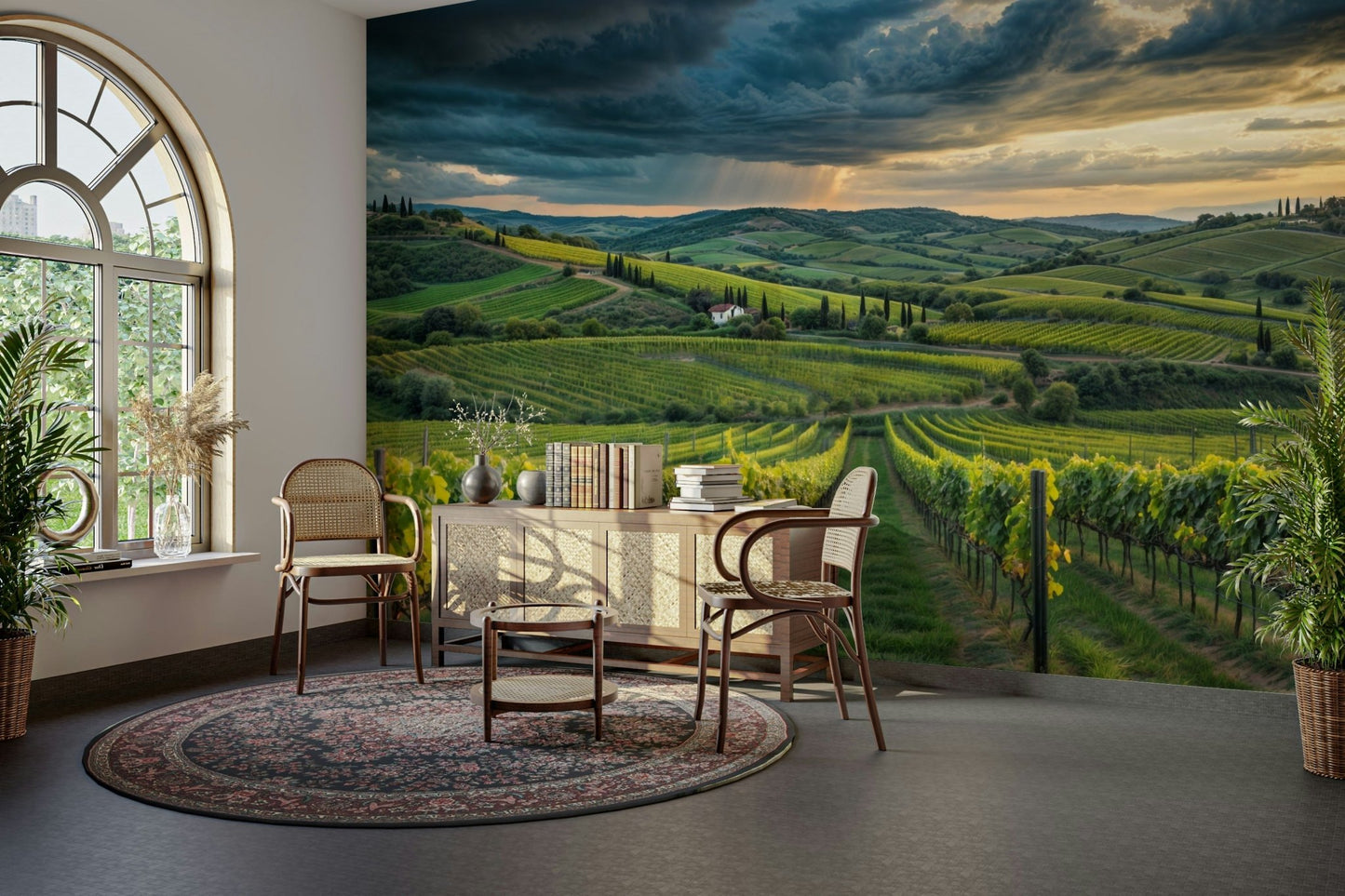 Beautiful Tuscan vineyard wall mural art