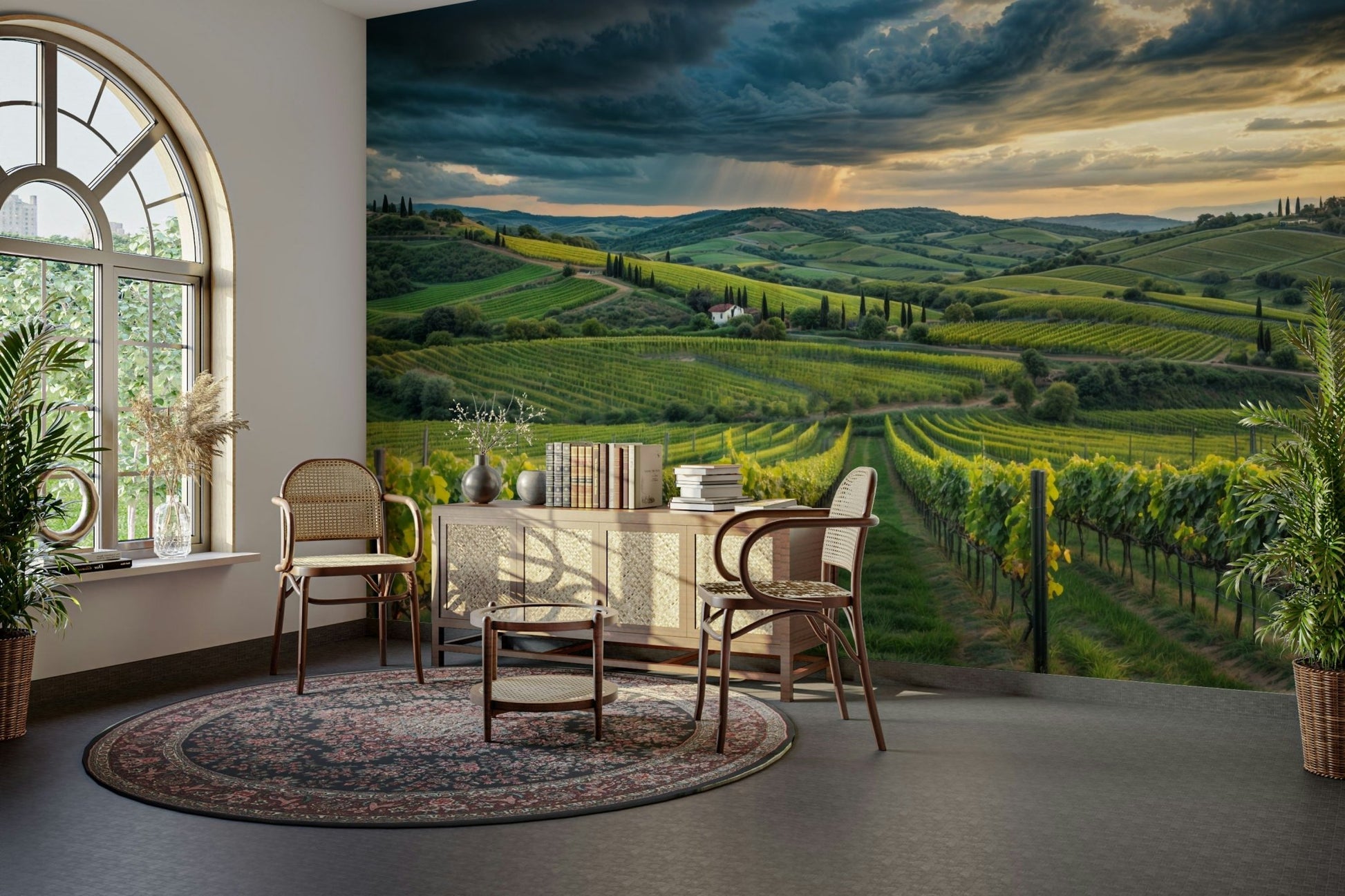 Beautiful Tuscan vineyard wall mural art
