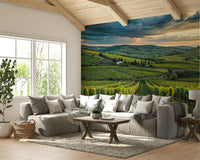 Elegant Tuscan vineyard wall art mural

