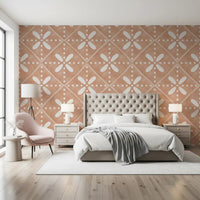 Cozy bedrooms gain old-world character from this Tuscan cotto tile wallpaper.GD9589