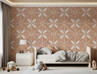 Above a kids bedroom, this cotto bloom tile wallpaper adds a Tuscan-style touch.⁠GD9589