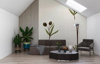 Woven canvas grain shows beneath Olive Branches wallpaper for a textured base.GD9574