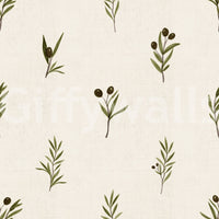 Hand-painted feel carries through Tuscany Olive Branches wallpaper. GD9574