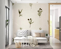 Living room corners feel airy with Olive Branches wallpaper across them.GD9574