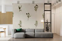 Slim olive twigs scatter softly across Tuscany Olive Branches wallpaper.GD9574