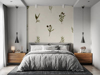 A Bedroom carries quiet warmth through Tuscany Olive Canvas wallpaper.⁠GD9574