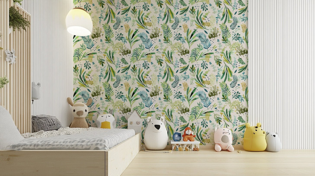 Hand-painted olive leaf design for walls

