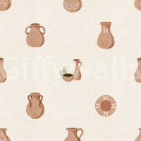 Woven canvas texture shows clearly beneath Tuscany Pottery wallpaper.
 ⁠GD9583
