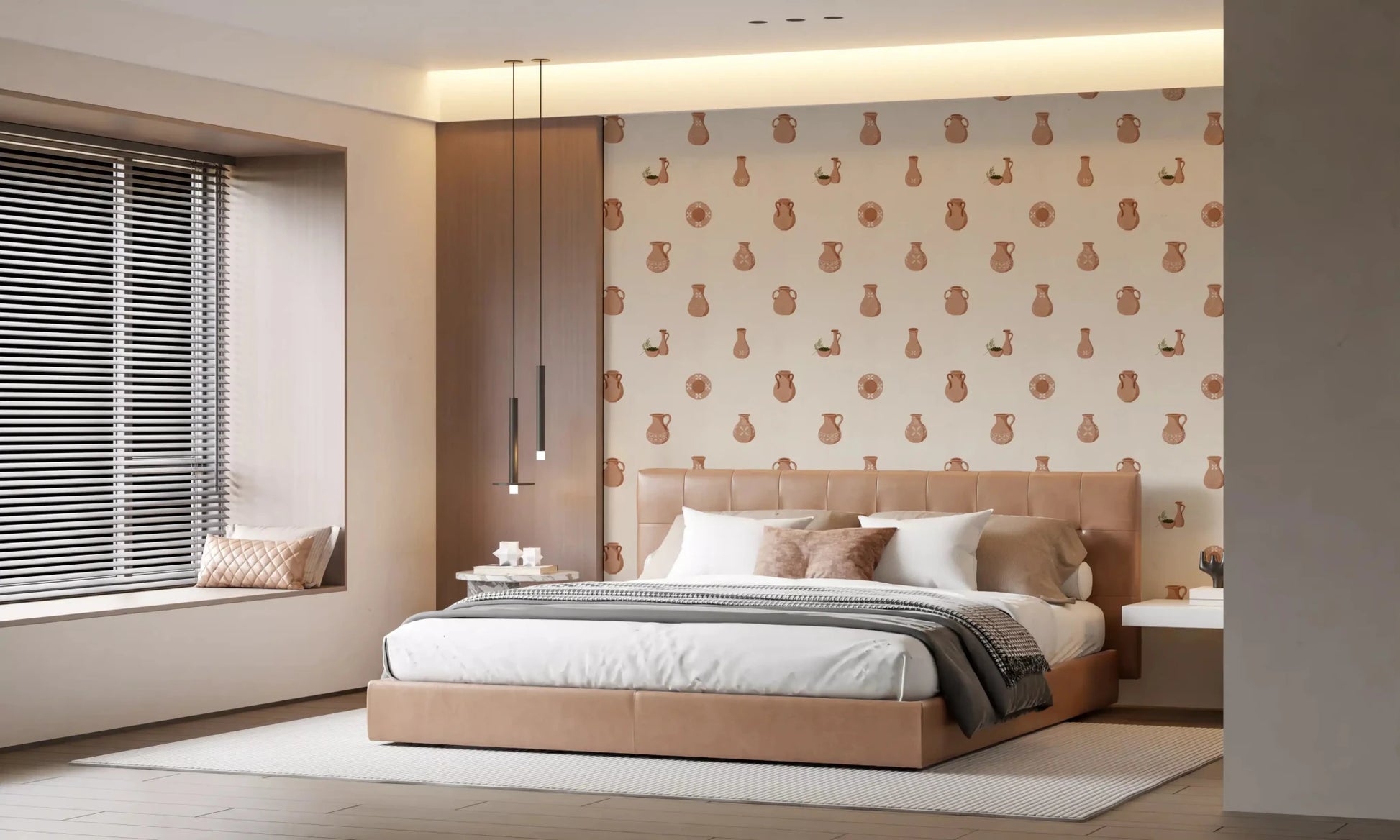 Bedroom gain warmth from Pottery On Canvas wallpaper.
⁠GD9583