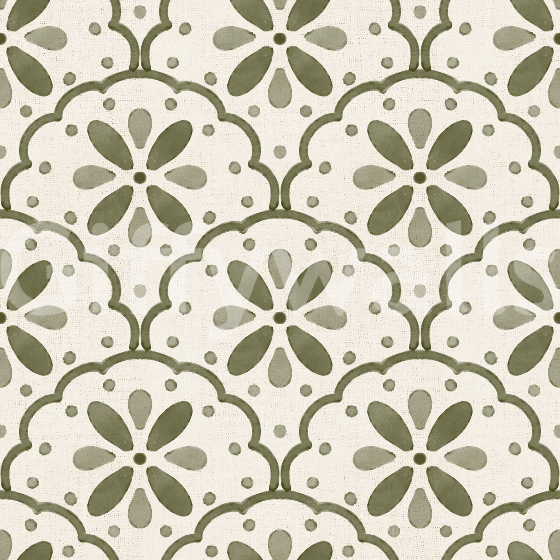 Small dotted accents fill the space between motifs in Tuscany Scallop wallpaper.r⁠GD9584
