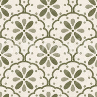 Small dotted accents fill the space between motifs in Tuscany Scallop wallpaper.r⁠GD9584