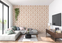 Six-petal flowers sit inside each arch in Tuscany Scallop wallpaper.GD9585