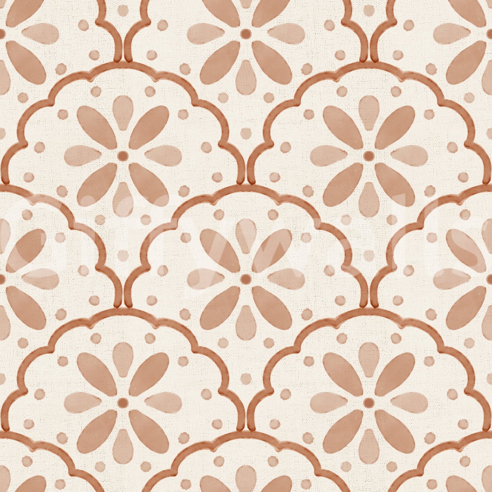 Small dotted accents fill the space between motifs in Tuscany Scallop wallpaper.GD9585