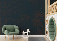 Detail of the lush foliage in the Twilight Canopy Mural print.