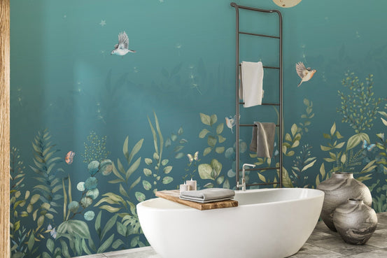 Twilight Flutters mural for a spa-like bathroom oasis, C364