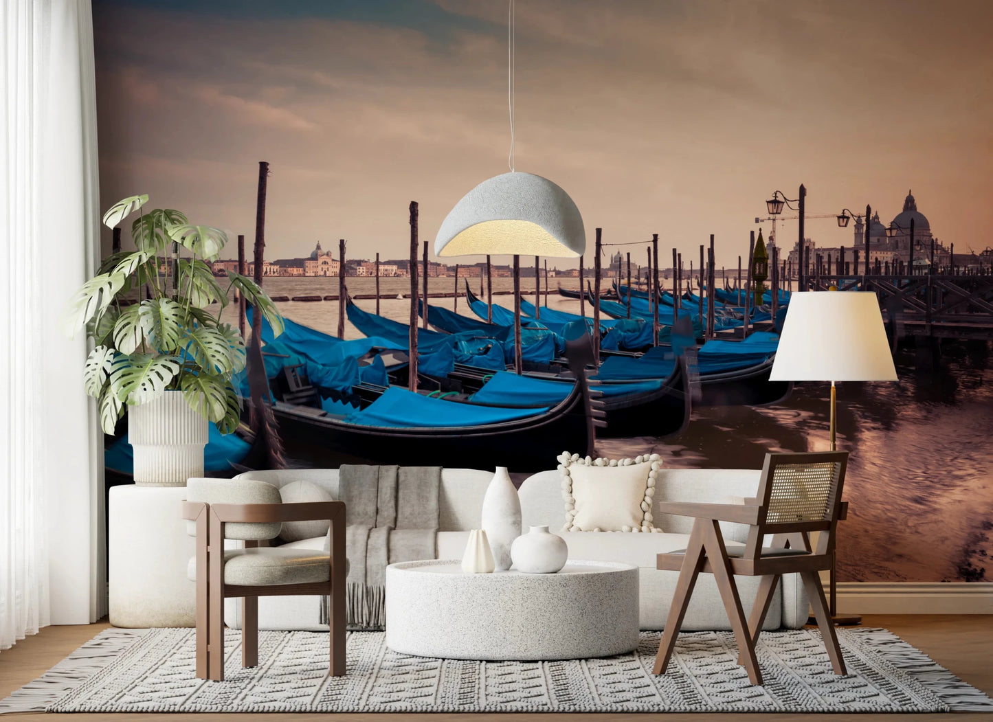 Office wall with Twilight Gondolas wall mural and distant domed skyline