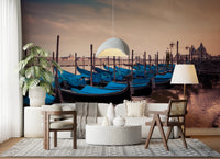 Office wall with Twilight Gondolas wall mural and distant domed skyline