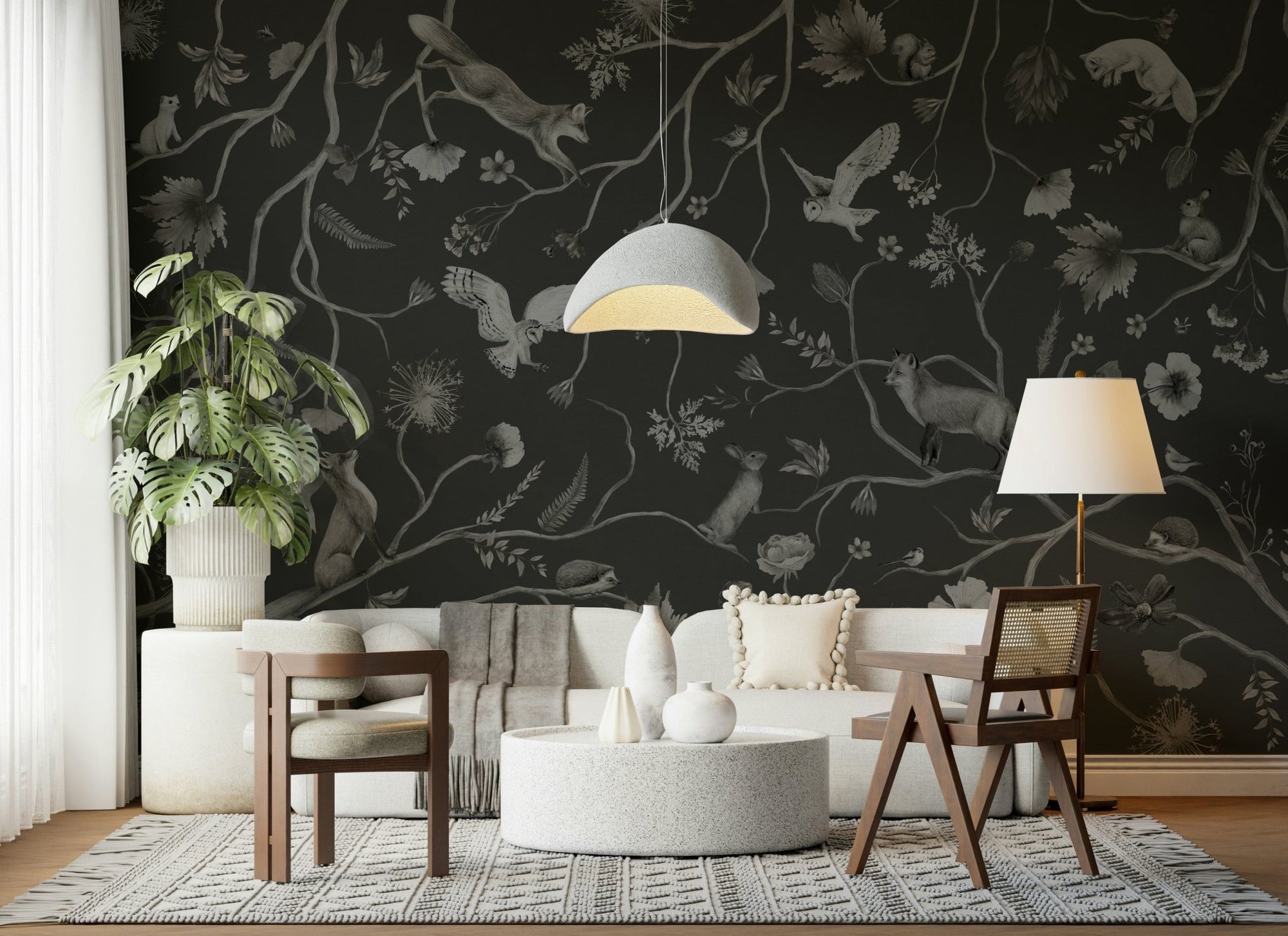 Twilight Grove Wall Mural in an elegant bedroom setting., GD6259