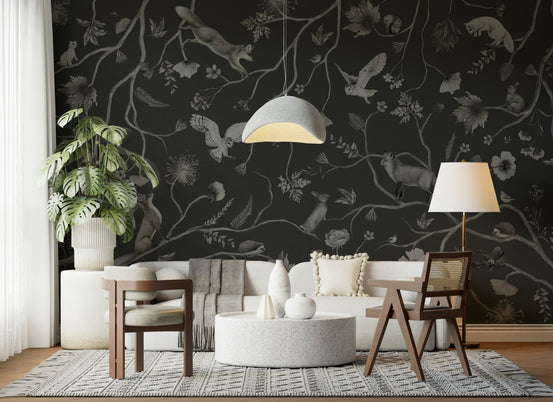 Twilight Grove Wall Mural in an elegant bedroom setting., GD6259