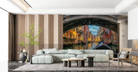 Hallway leads outward into a Venice canal view with Twilight in Venice wall mural.GD9621