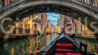 A second smaller bridge sits at the far end of Twilight in Venice canal wall mural.GD9621