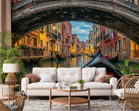 living room take on a slow evening mood through Twilight in Venice wall mural.GD9621