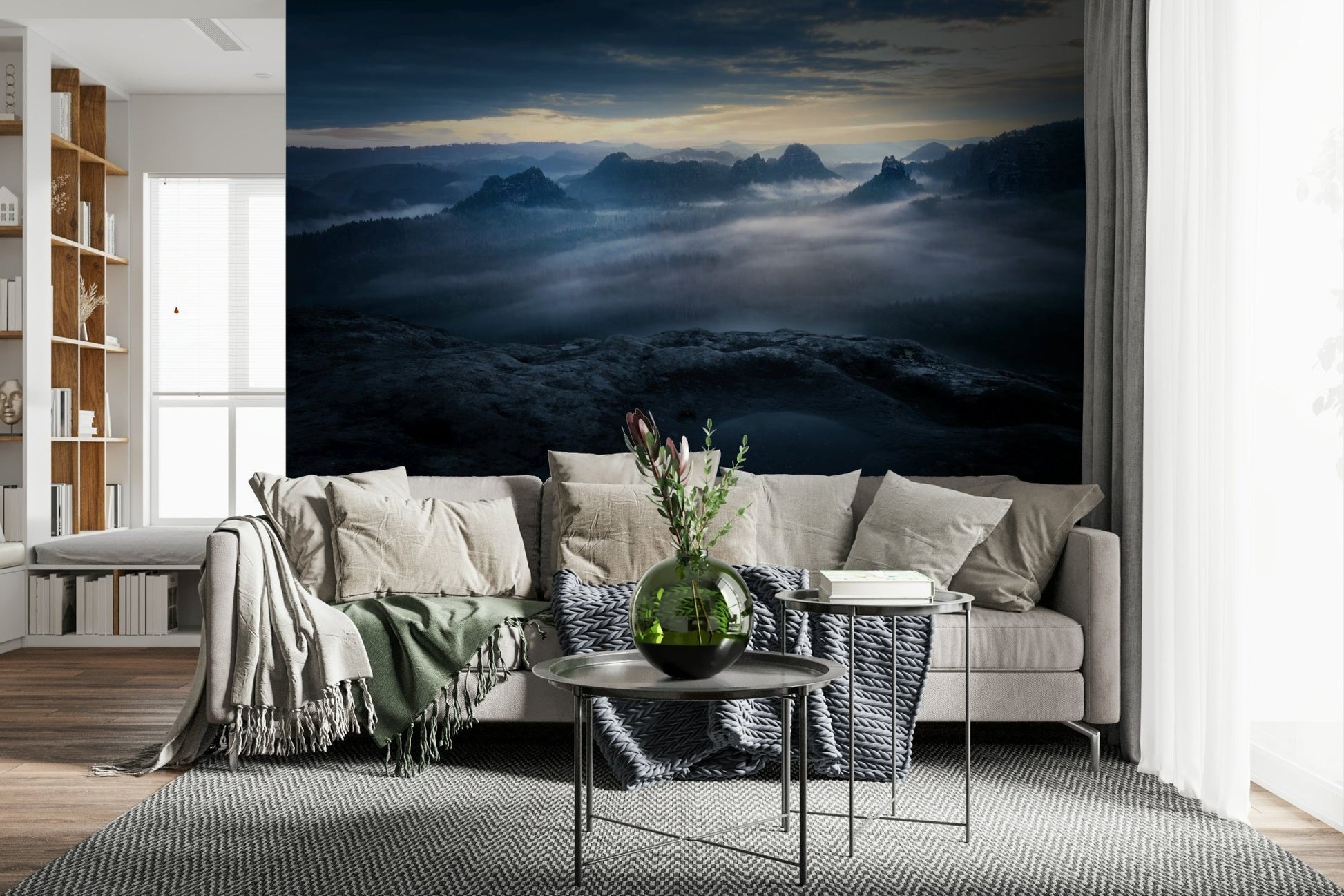 A contemplative gentle design wallpaper mural for a feature wall.