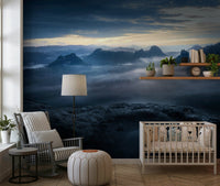 An artistic soft focus vista mural on scenic wallpaper.