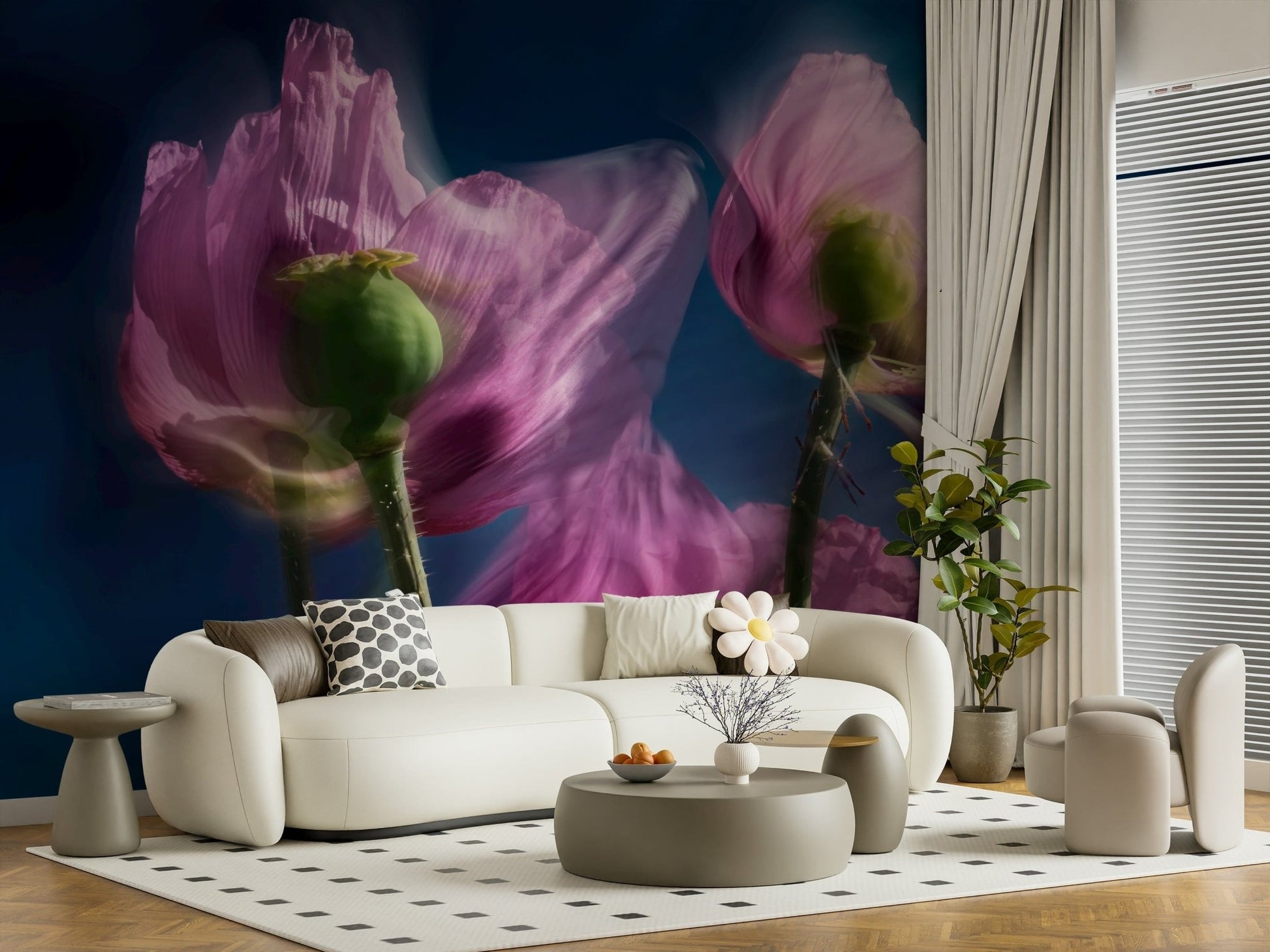 An artistic nature inspired mural for home decor.