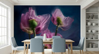 A beautiful modern art wall mural of delicate flowers.