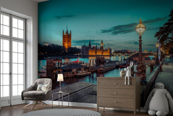 Twilight Thames Embrace Wall Mural with London skyline GD5046