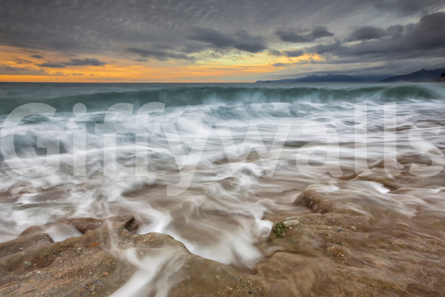 A high-quality serene ocean wall mural for walls.