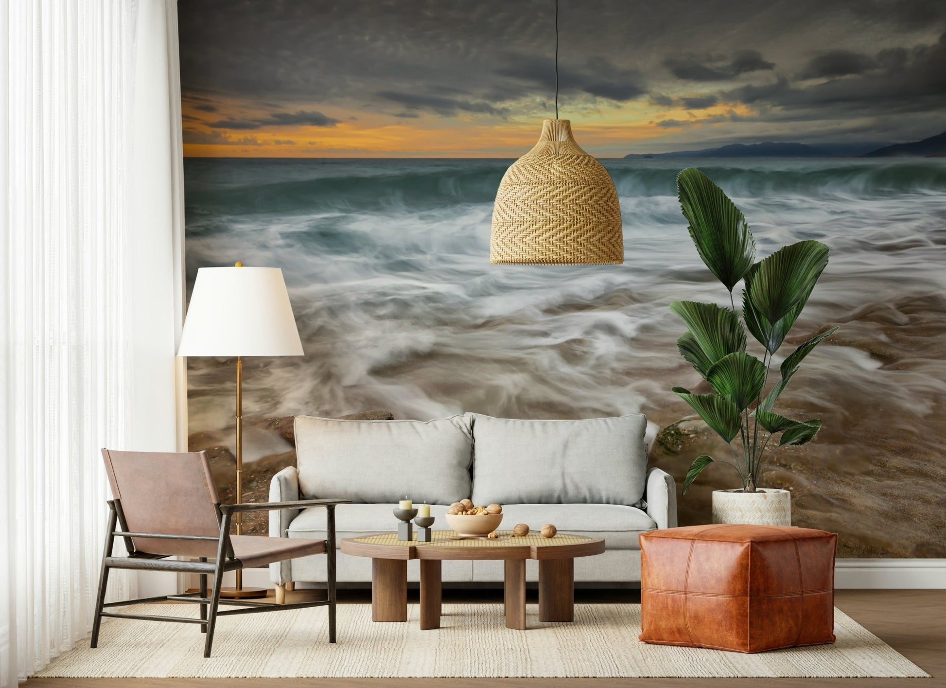 A calming underwater design wallpaper mural that defines a space.