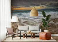 A calming underwater design wallpaper mural that defines a space.
