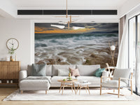 A contemplative gentle wave wallpaper mural for a feature wall.