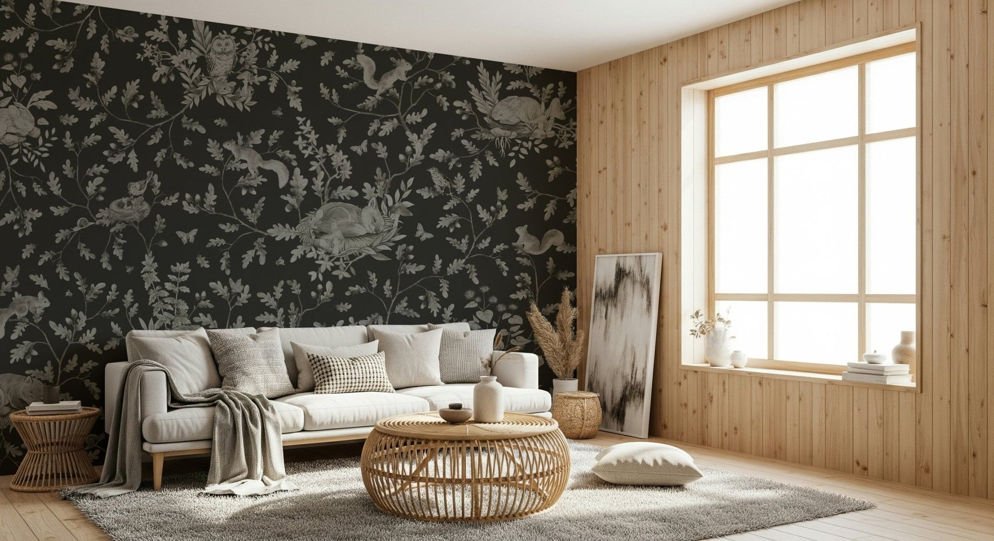 Bedroom background using the dramatic Twilight Woods Wall Mural