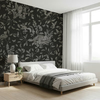 Twilight Woods Wall Mural accent wall in a dark room