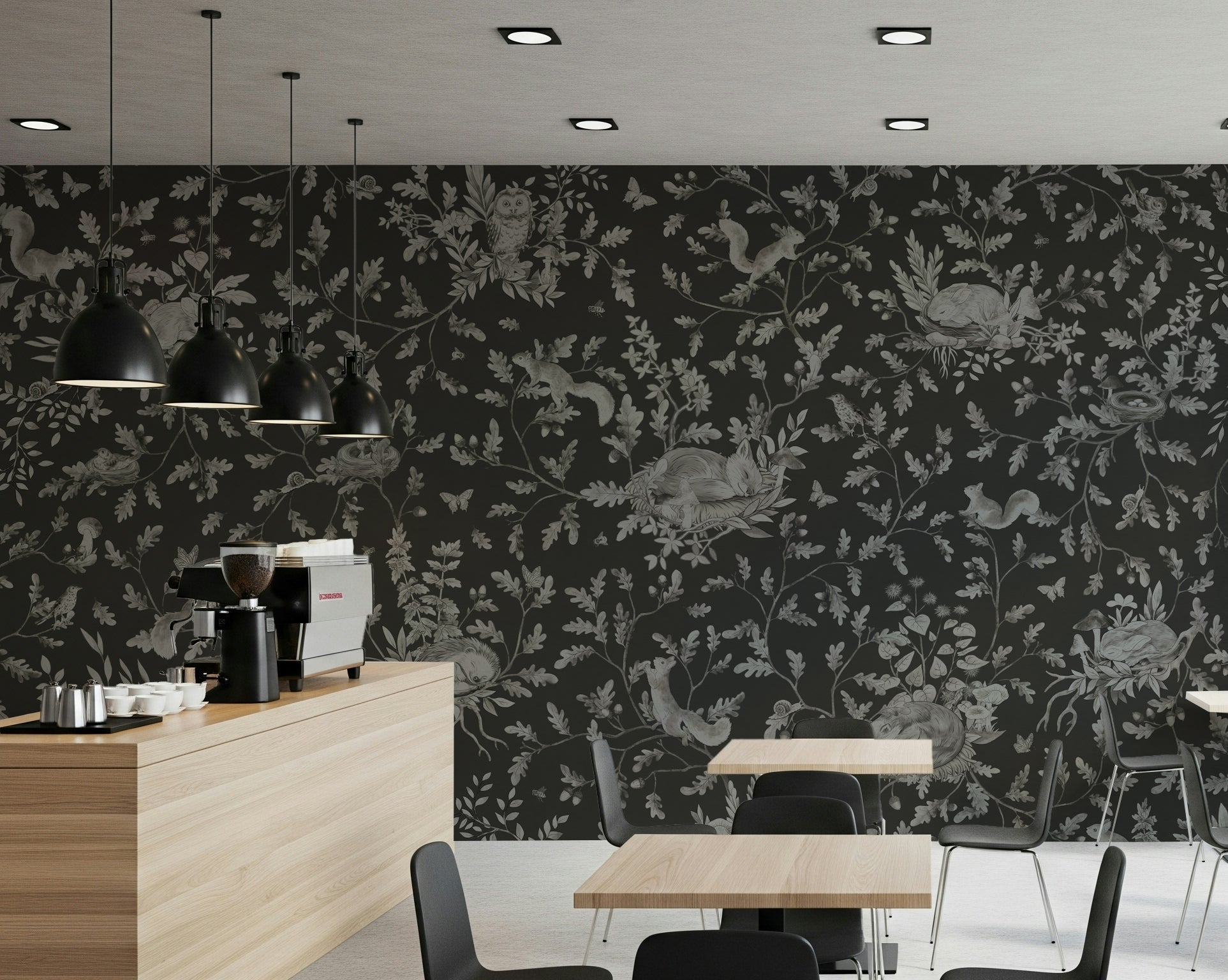 Pattern showcasing dense trees in Twilight Woods Wall Mural