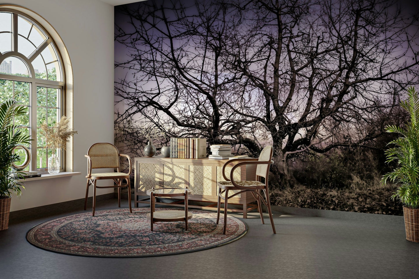 Twisted Tree Silhouette | Moody Landscape Photography | Barren Beauty Wall Mural