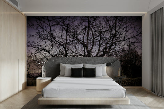 Twisted Tree Silhouette | Moody Landscape Photography | Barren Beauty Wall Mural