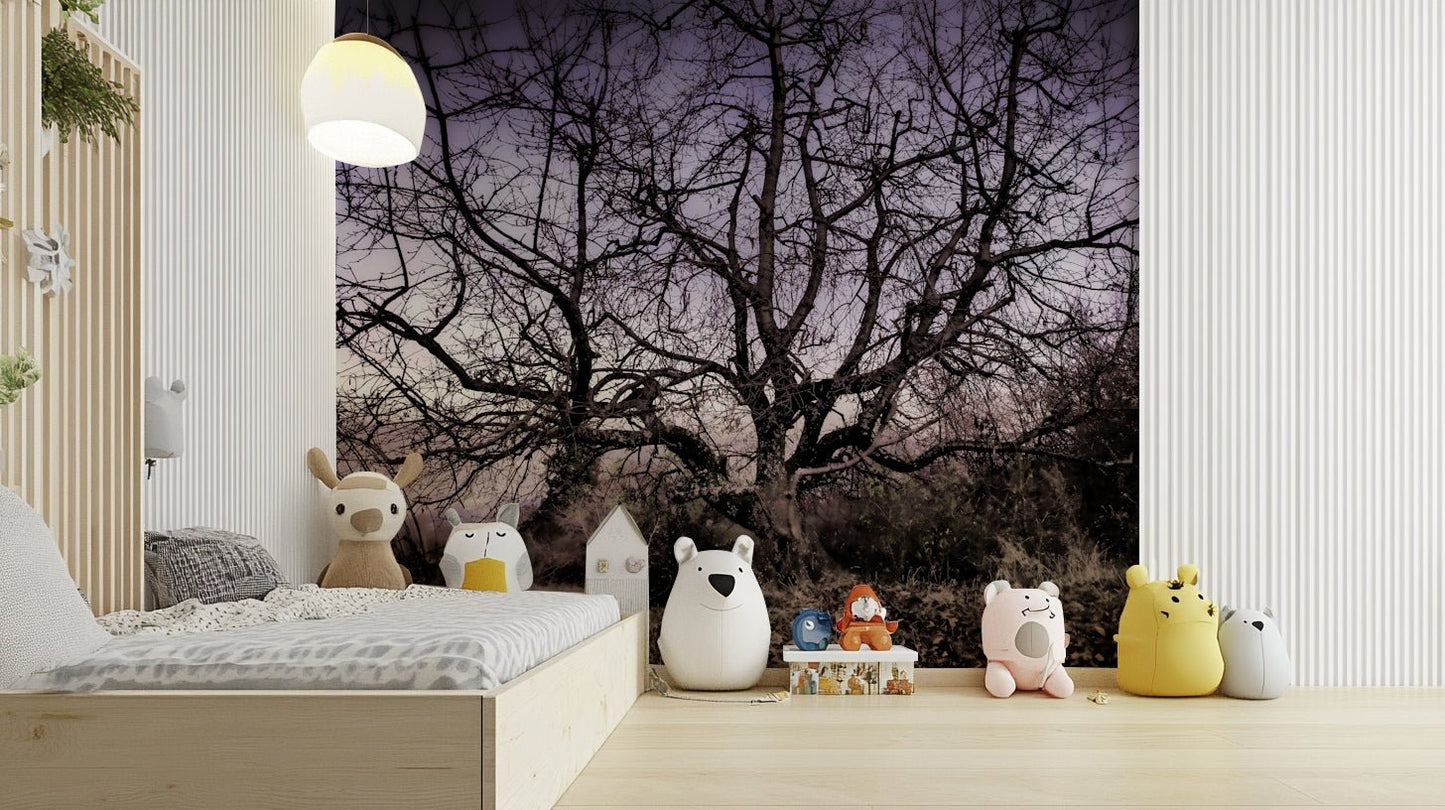 Twisted Tree Silhouette | Moody Landscape Photography | Barren Beauty Wall Mural