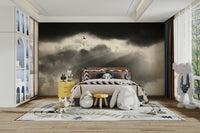A graceful subtle pattern wall mural in cool, natural tones., GD4850