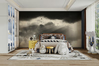 A graceful subtle pattern wall mural in cool, natural tones.

