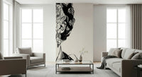 Living room backdrop featuring Unbroken wall mural and fluid black contour lines