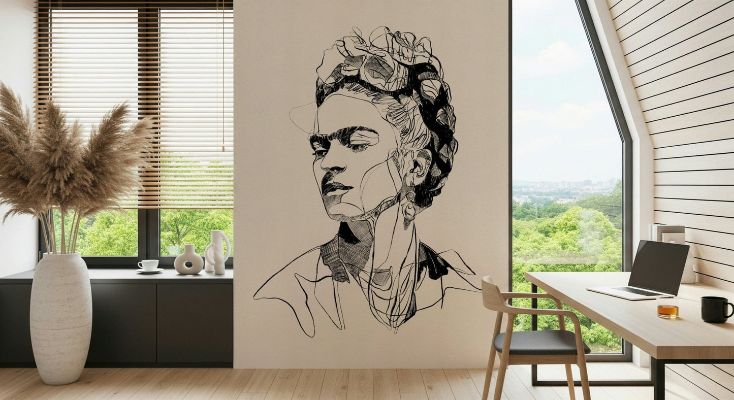 Bright study space featuring Unbroken wall mural with desk-side natural light