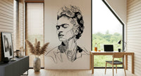 Home office setup paired with Unbroken wall mural for a bold monochrome statement