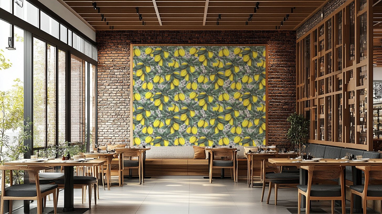 Under the Lemon Tree Wallpaper featuring yellow lemons and white flowers

